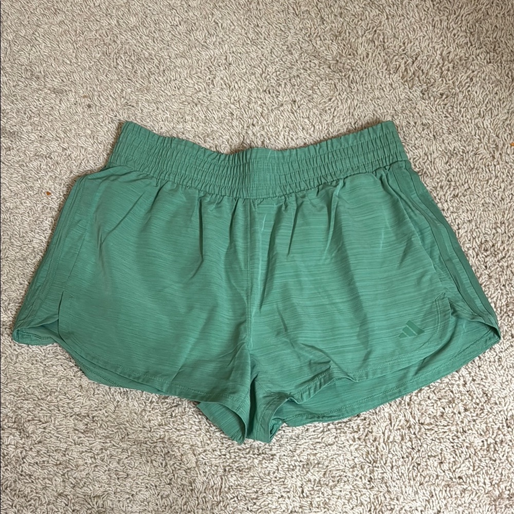 Adidas Green Athletic Shorts with Elastic Waistband
